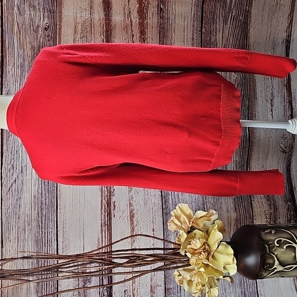 1901 NORDSTROM RED LONG SLEEVE OPEN FRONT KNIT CARDIGAN - Picture 6 of 13